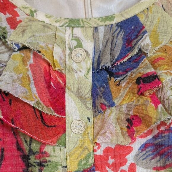 Kay Unger New York Floral Tiered Cap Sleeve Gathered Skirt Dress Retro Feminine - Picture 7 of 13